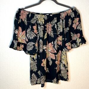 Sienna Sky Navy Floral Off The Shoulder Blouse spring floral‎ top Easter shirt